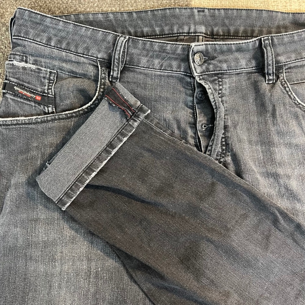 Diesel D-Bazer Slim Tapered Jeans Mens 38‎ Black Stretch Denim 069PW Selvedge